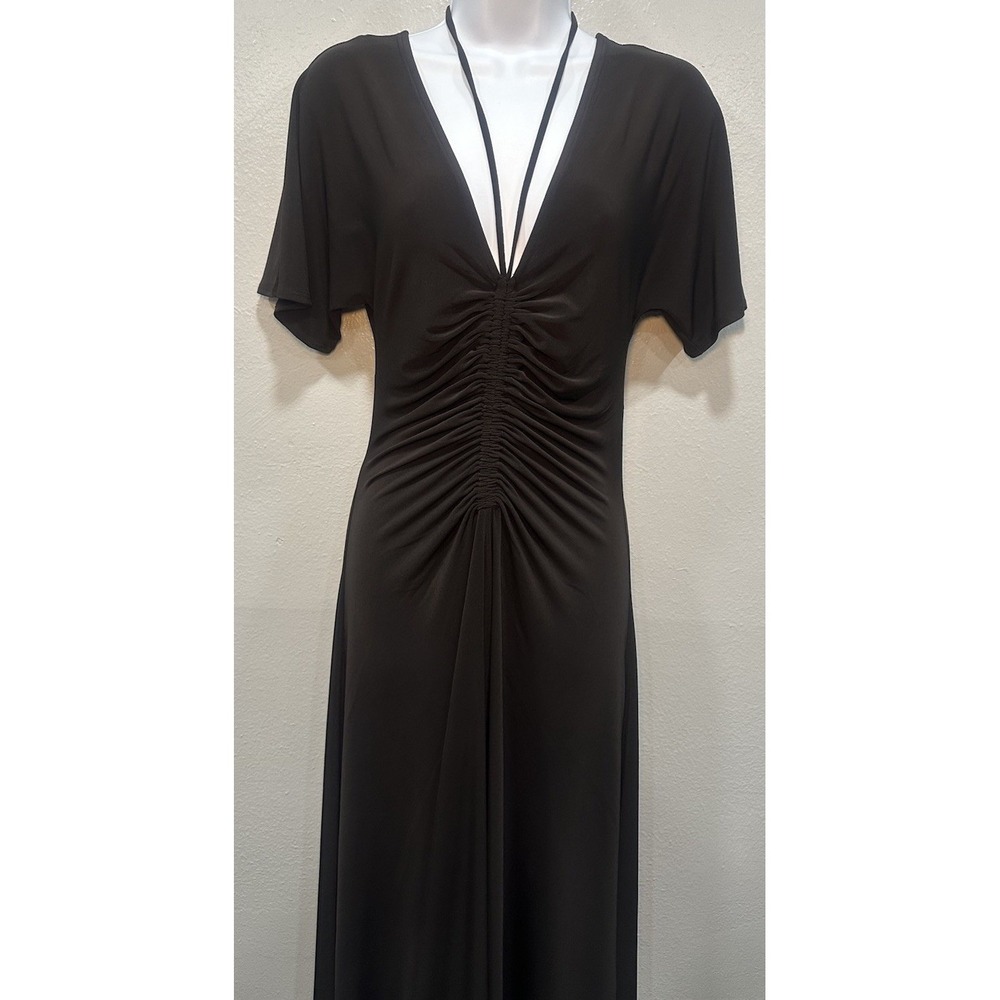 White House Black Market Dress Women's Small Black Maxi Stretch Short  Sleeves - Picture 9 of 9
